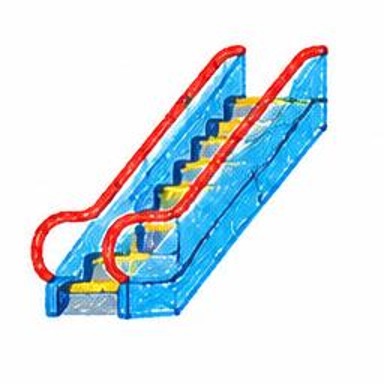 Crayon-style illustration of Escalator