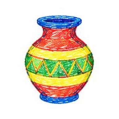 Crayon-style illustration of Pottery