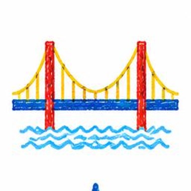 Crayon-style illustration of Suspension Bridge
