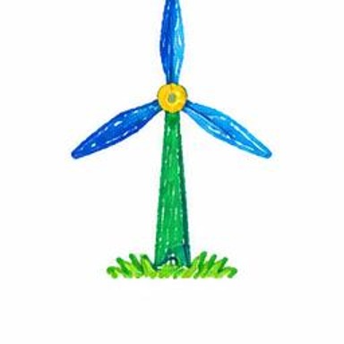 Crayon-style illustration of Electric Wind Turbine