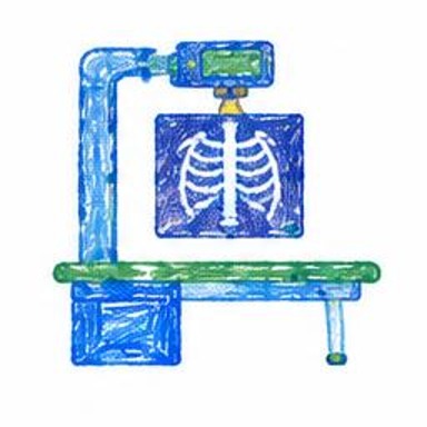 Crayon-style illustration of X-ray Machine